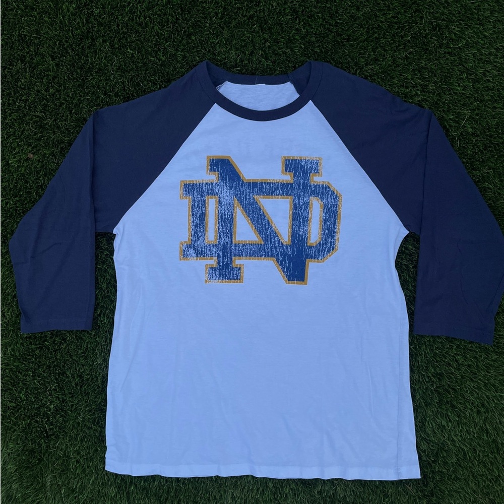 Blue and White Raglan Shirt with ND Logo